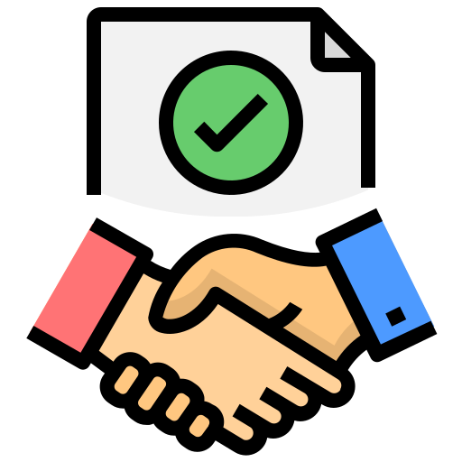 Two hands shaking beneath a document with a green checkmark, symbolizing agreement or successful negotiation. Two hands shaking beneath a document with a green checkmark, symbolizing agreement or successful negotiation.