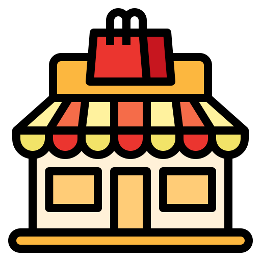 Illustration of a small restaurant with a striped awning, two windows, and a door, topped with a red and orange roof. Illustration of a small restaurant in the geelong area with a striped awning, two windows, and a door, topped with a red and orange roof.